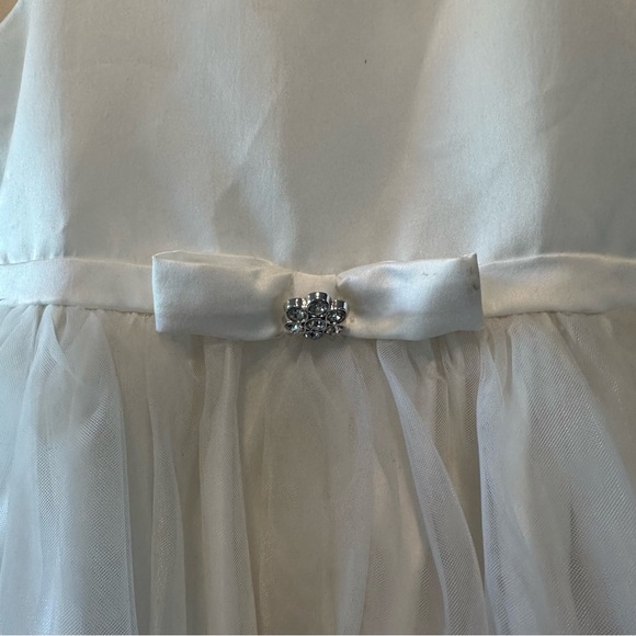 Biscotti Collezioni Flower Girl White Dress with Lace Shoulder Detail - Picture 6 of 11